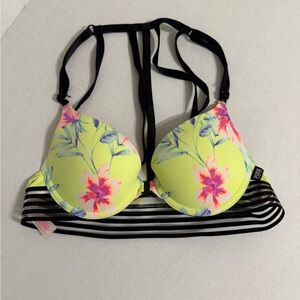 PINK Victoria's Secret Floral Strappy Bra - Yellow and Black